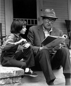 Gregory Peck and Mary Badham as Atticus and Scout Finch in the 1962 Film, To Kill a Mockingbird